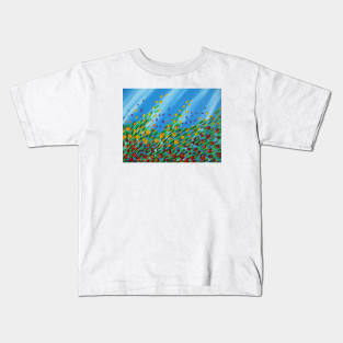 Blue and Poppies Kids T-Shirt